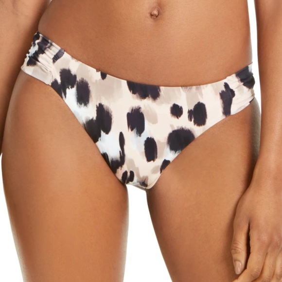 BAR III Shirred Hipster Swimsuit Bottom Beige Leopard size XS NWT - Picture 1 of 7